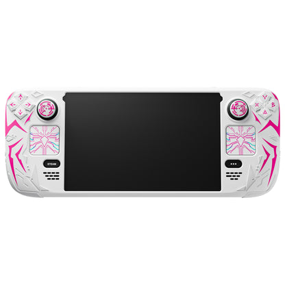 PlayVital サイバースパイダー シリコンケース Steam Deck OLED & LCD 対応 バックボタン拡張パーツ・サムスティックキャップ・トラックパッドスキン付き【ホワイト】