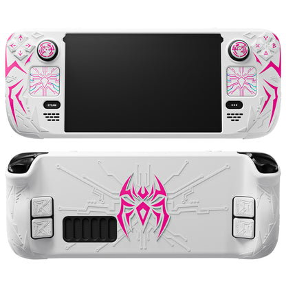 PlayVital サイバースパイダー シリコンケース Steam Deck OLED & LCD 対応 バックボタン拡張パーツ・サムスティックキャップ・トラックパッドスキン付き【ホワイト】