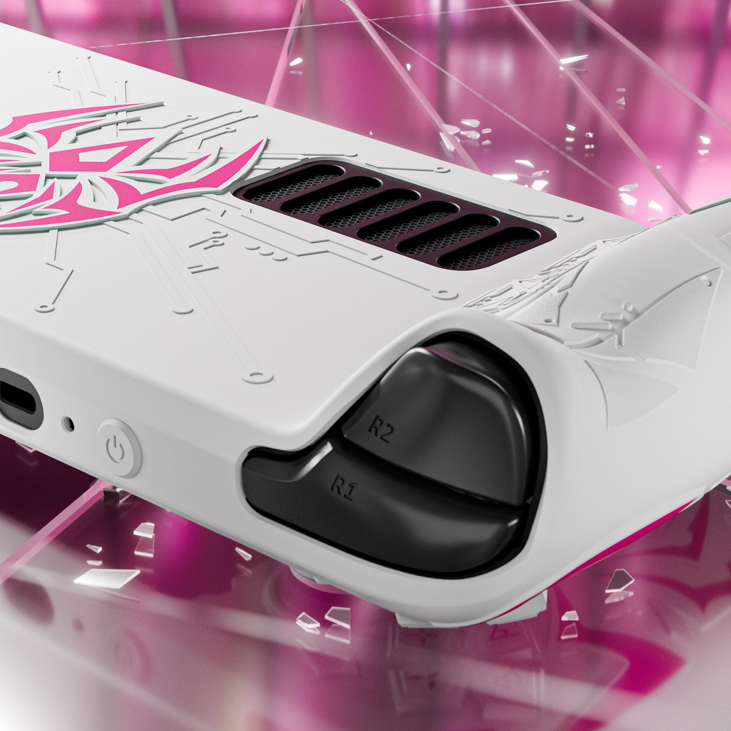 PlayVital サイバースパイダー シリコンケース Steam Deck OLED & LCD 対応 バックボタン拡張パーツ・サムスティックキャップ・トラックパッドスキン付き【ホワイト】