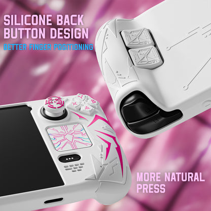 PlayVital サイバースパイダー シリコンケース Steam Deck OLED & LCD 対応 バックボタン拡張パーツ・サムスティックキャップ・トラックパッドスキン付き【ホワイト】