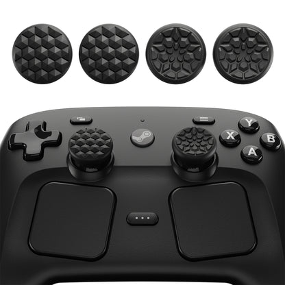 PlayVital ダイヤモンドグレイン＆クラックボムデザイン 4個セット サムグリップ Steam Controller 2（2026）用 滑り止めテクスチャグリップキャップ【ブラック】