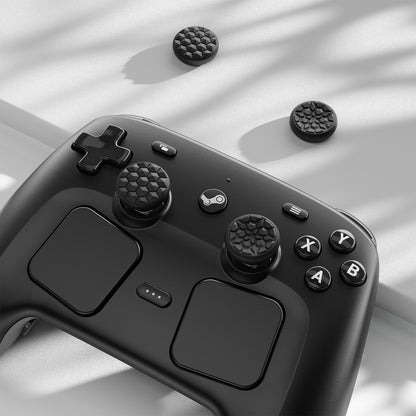 PlayVital ダイヤモンドグレイン＆クラックボムデザイン 4個セット サムグリップ Steam Controller 2（2026）用 滑り止めテクスチャグリップキャップ【ブラック】