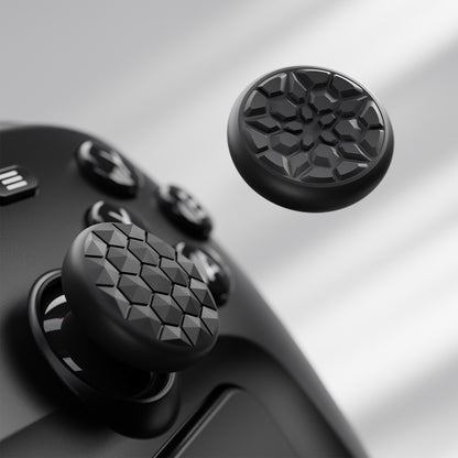 PlayVital ダイヤモンドグレイン＆クラックボムデザイン 4個セット サムグリップ Steam Controller 2（2026）用 滑り止めテクスチャグリップキャップ【ブラック】