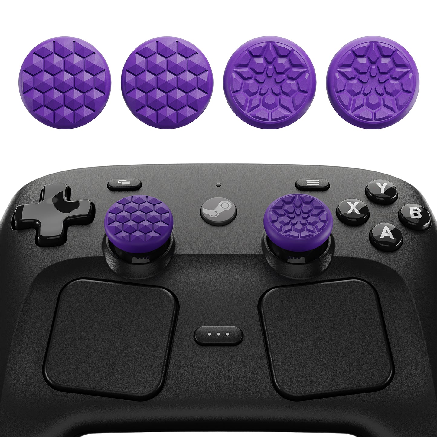 PlayVital ダイヤモンドグレイン＆クラックボムデザイン 4個セット サムグリップ Steam Controller 2（2026）用 滑り止めテクスチャグリップキャップ【パープル】