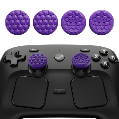 PlayVital ダイヤモンドグレイン＆クラックボムデザイン 4個セット サムグリップ Steam Controller 2（2026）用 滑り止めテクスチャグリップキャップ【パープル】