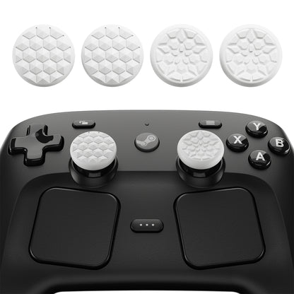 PlayVital ダイヤモンドグレイン＆クラックボムデザイン 4個セット サムグリップ Steam Controller 2（2026）用 滑り止めテクスチャグリップキャップ【ホワイト】