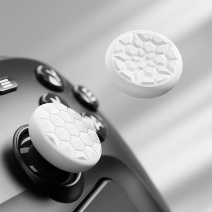 PlayVital ダイヤモンドグレイン＆クラックボムデザイン 4個セット サムグリップ Steam Controller 2（2026）用 滑り止めテクスチャグリップキャップ【ホワイト】