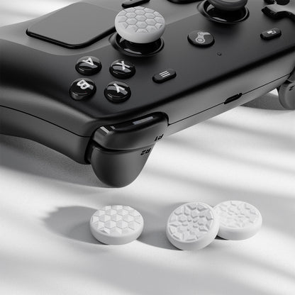 PlayVital ダイヤモンドグレイン＆クラックボムデザイン 4個セット サムグリップ Steam Controller 2（2026）用 滑り止めテクスチャグリップキャップ【ホワイト】