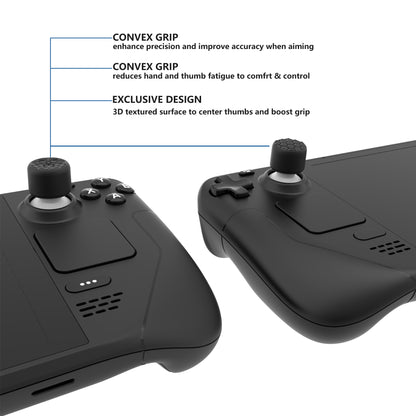 PlayVital ダイヤモンドグレイン＆クラックボムデザイン エルゴノミックスティックキャップ サムグリップ Steam Deck LCD & OLED、PS Portal リモートプレーヤー対応【ブラック】