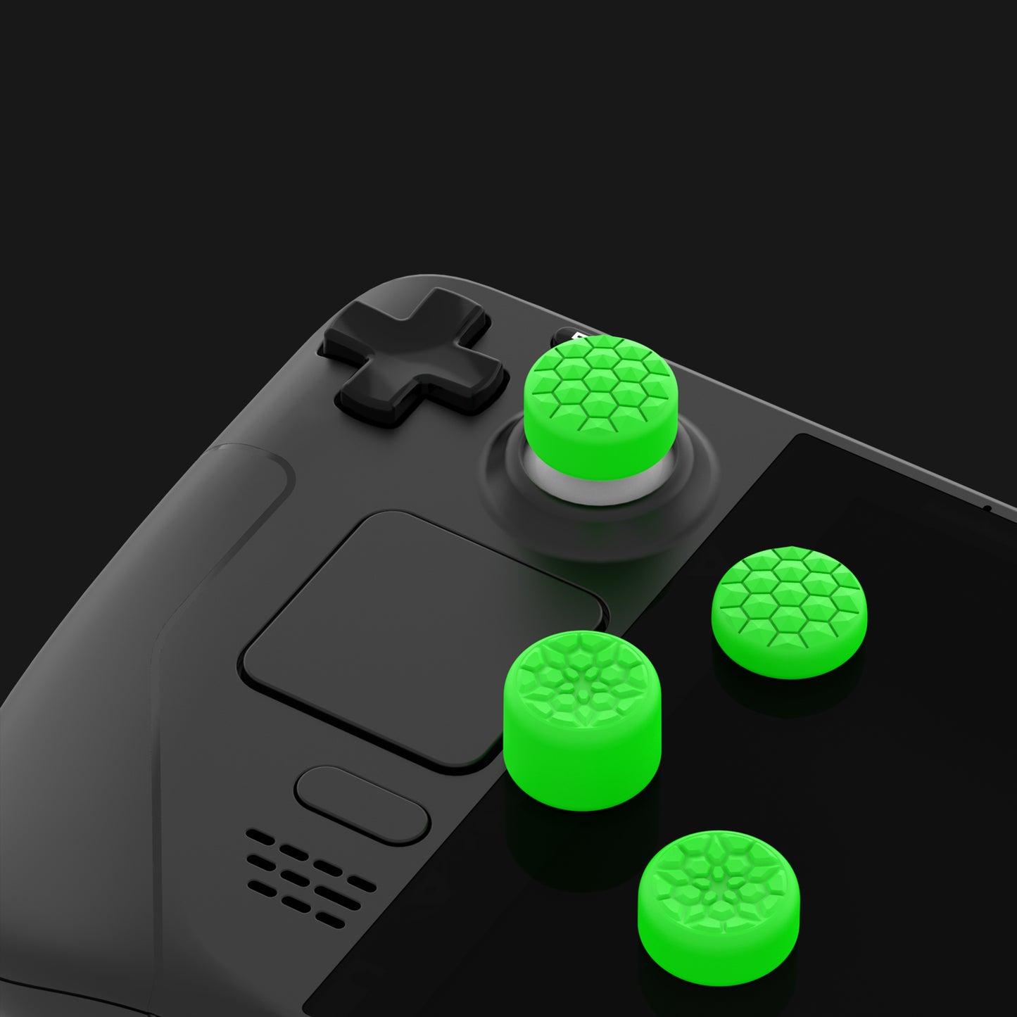 PlayVital ダイヤモンドグレイン＆クラックボムデザイン エルゴノミックスティックキャップ サムグリップ Steam Deck LCD & OLED、PS Portal リモートプレーヤー対応【グリーン】