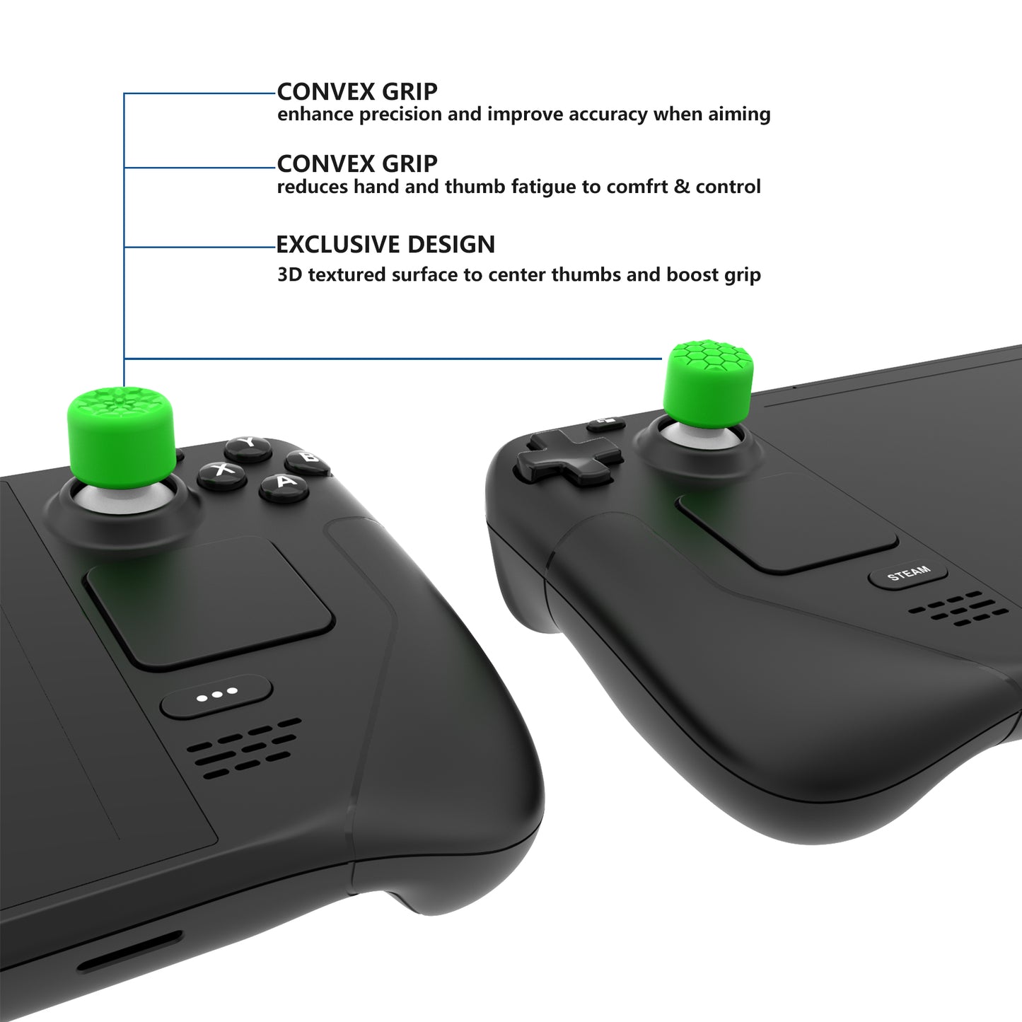 PlayVital ダイヤモンドグレイン＆クラックボムデザイン エルゴノミックスティックキャップ サムグリップ Steam Deck LCD & OLED、PS Portal リモートプレーヤー対応【グリーン】