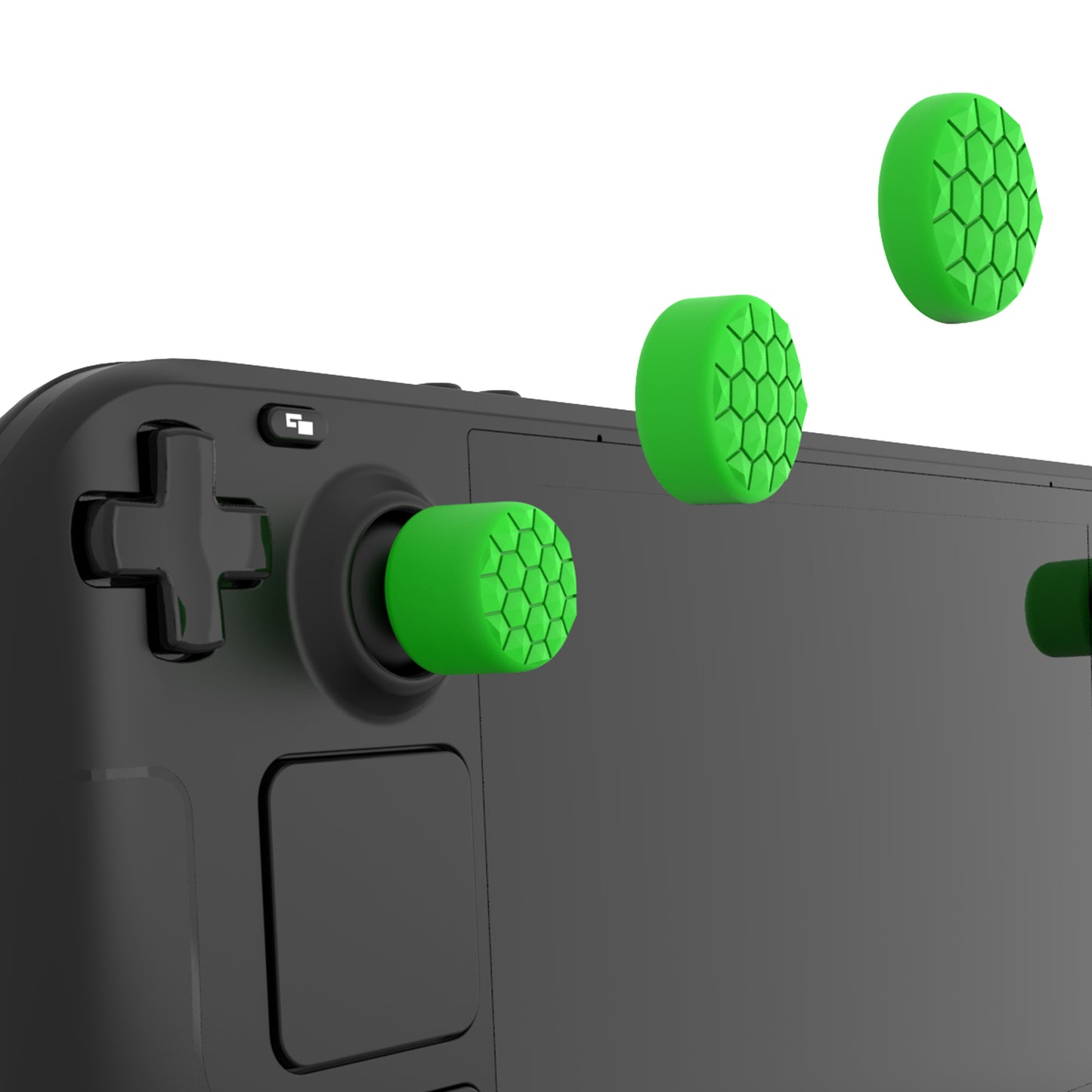 PlayVital ダイヤモンドグレイン＆クラックボムデザイン エルゴノミックスティックキャップ サムグリップ Steam Deck LCD & OLED、PS Portal リモートプレーヤー対応【グリーン】