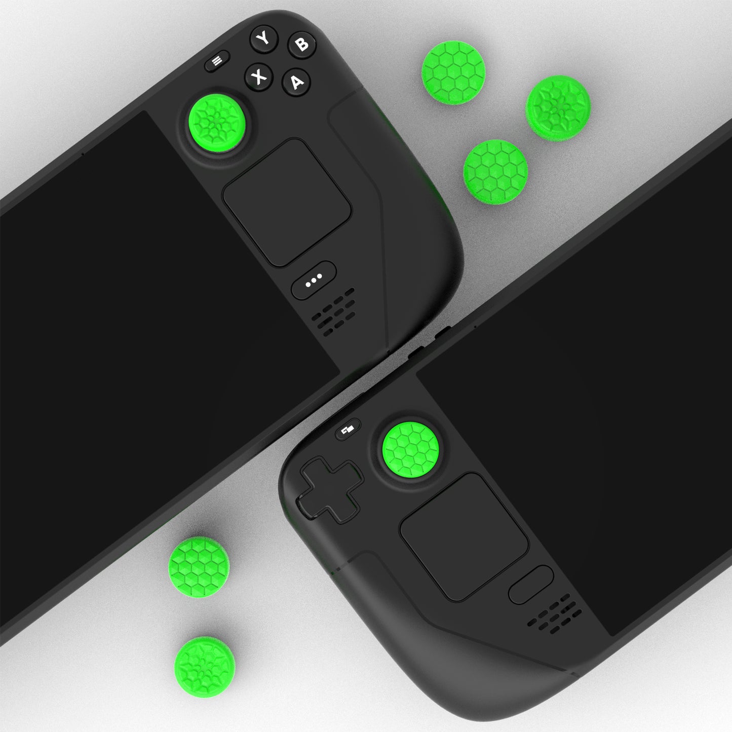 PlayVital ダイヤモンドグレイン＆クラックボムデザイン エルゴノミックスティックキャップ サムグリップ Steam Deck LCD & OLED、PS Portal リモートプレーヤー対応【グリーン】
