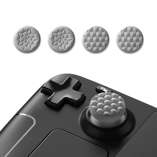 PlayVital Diamond Grain & Crack Bombデザイン サムグリップキャップ Steam Deck LCD & OLED、PS ポータルリモートプレーヤー用【クールグレー】