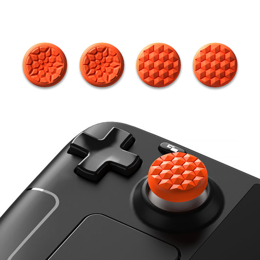 PlayVital Diamond Grain & Crack Bombデザイン サムグリップキャップ Steam Deck LCD & OLED、PS ポータルリモートプレーヤー用【オレンジ】