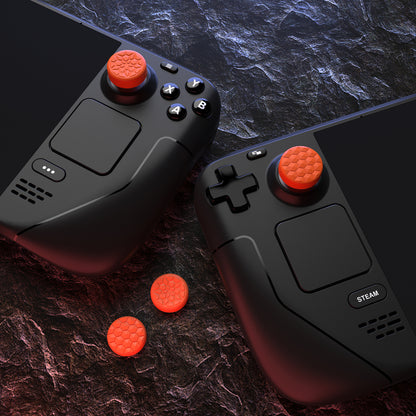 PlayVital Diamond Grain & Crack Bombデザイン サムグリップキャップ Steam Deck LCD & OLED、PS ポータルリモートプレーヤー用【オレンジ】