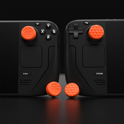 PlayVital Diamond Grain & Crack Bombデザイン サムグリップキャップ Steam Deck LCD & OLED、PS ポータルリモートプレーヤー用【オレンジ】
