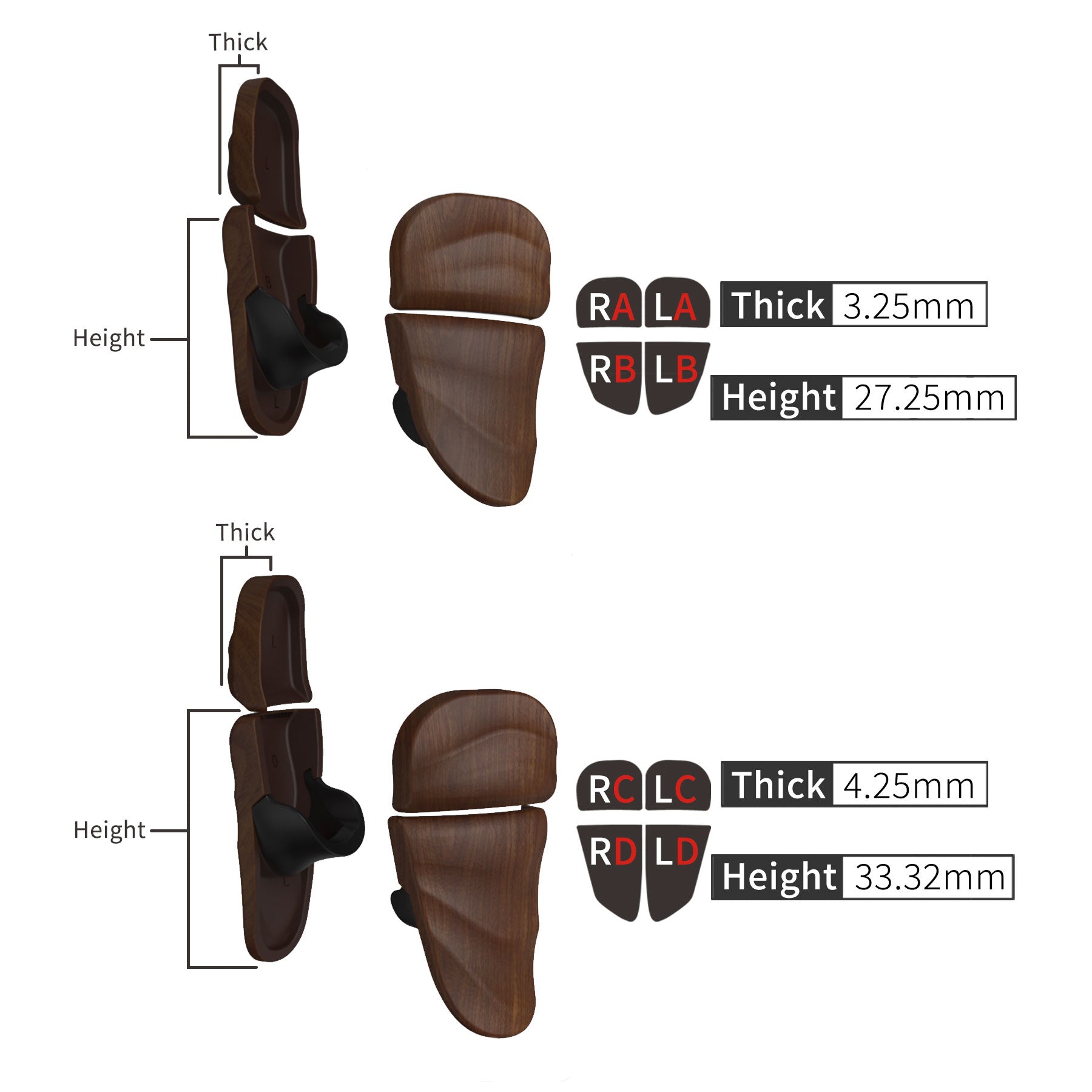 PlayVital Dune 2 Pairs Trigger Stop Shoulder Buttons Extension Kit for ps5 Controller, Stopper Bumper Trigger Extenders Game Improvement Adjusters for ps5 Controller - Wood Grain - YCPFS002 PlayVital