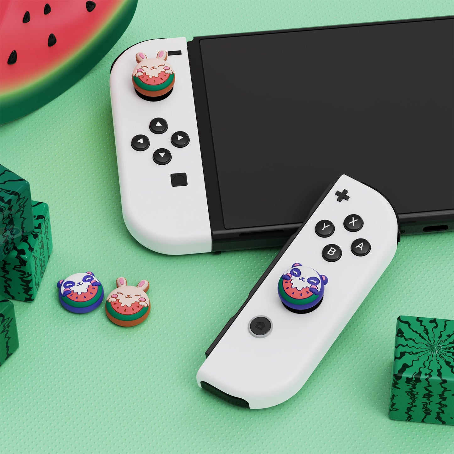 PlayVital Melon Sweeties Duo Thumbstick Caps for Switch & Switch Lite & Switch OLED - NJM1197 PlayVital