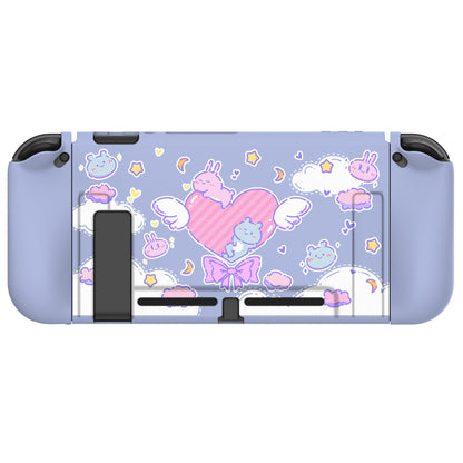 PlayVital Fantasy Bunny & Bear Protective Case for NS, Soft TPU Slim Case Cover for NS Joycon Console with Colorful ABXY Direction Button Caps - NTU6024G2 PlayVital