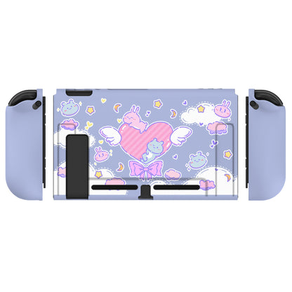 PlayVital Fantasy Bunny & Bear Protective Case for NS, Soft TPU Slim Case Cover for NS Joycon Console with Colorful ABXY Direction Button Caps - NTU6024G2 PlayVital