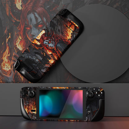 PlayVital Full Set Protective Skin Decal for Steam Deck, Custom Stickers Vinyl Cover for Steam Deck Handheld Gaming PC - Flame Envoy - SDTM069 PlayVital