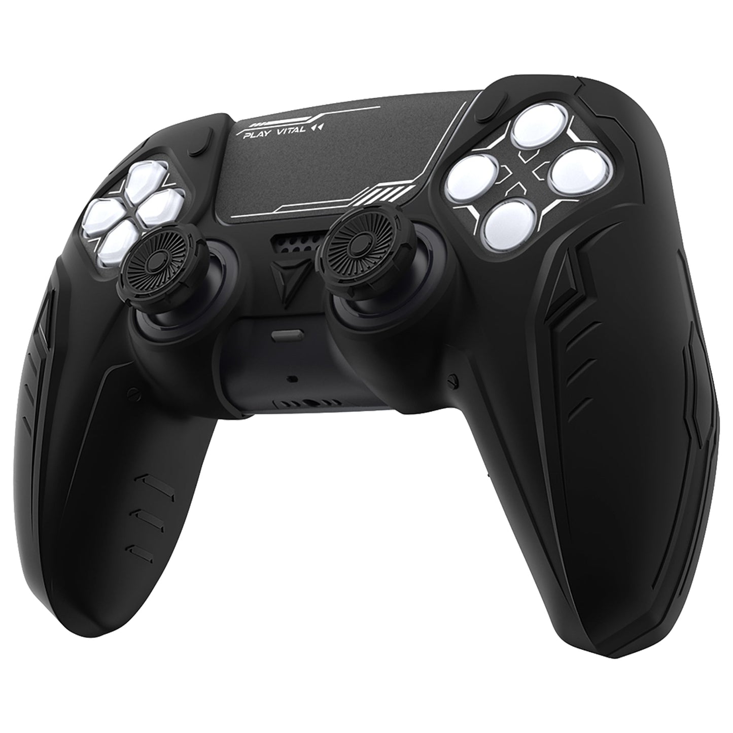 PlayVital Futuristic CyberMech Design Silicone Grip Skin with Thumb Grips for PS5 Wireless Controller, Compatible with PS5 Official Charging Dock - Black - CHXPFP001 PlayVital