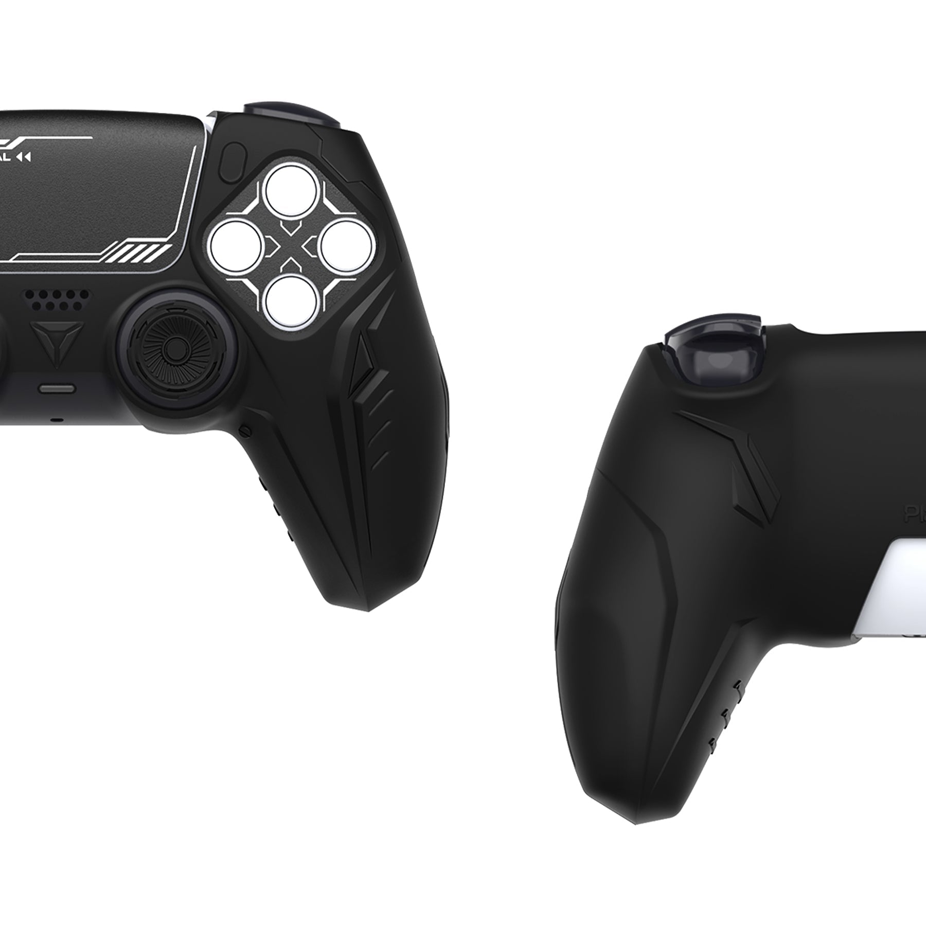 PlayVital Futuristic CyberMech Design Silicone Grip Skin with Thumb Grips for PS5 Wireless Controller, Compatible with PS5 Official Charging Dock - Black - CHXPFP001 PlayVital