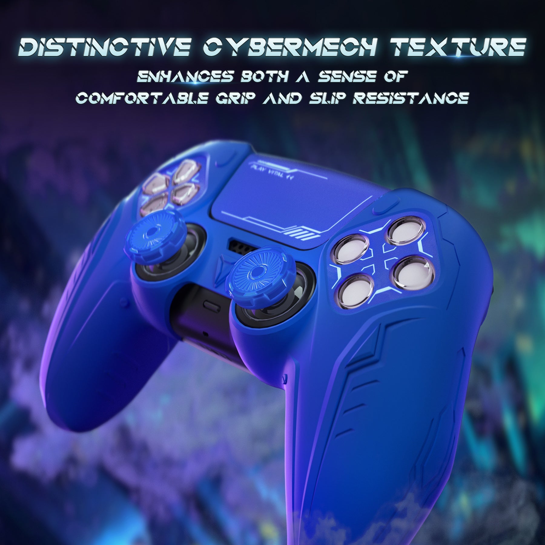 PlayVital Futuristic CyberMech Design Silicone Grip Skin with Thumb Grips for PS5 Wireless Controller, Compatible with PS5 Official Charging Dock - Black - CHXPFP001 (Copy) PlayVital