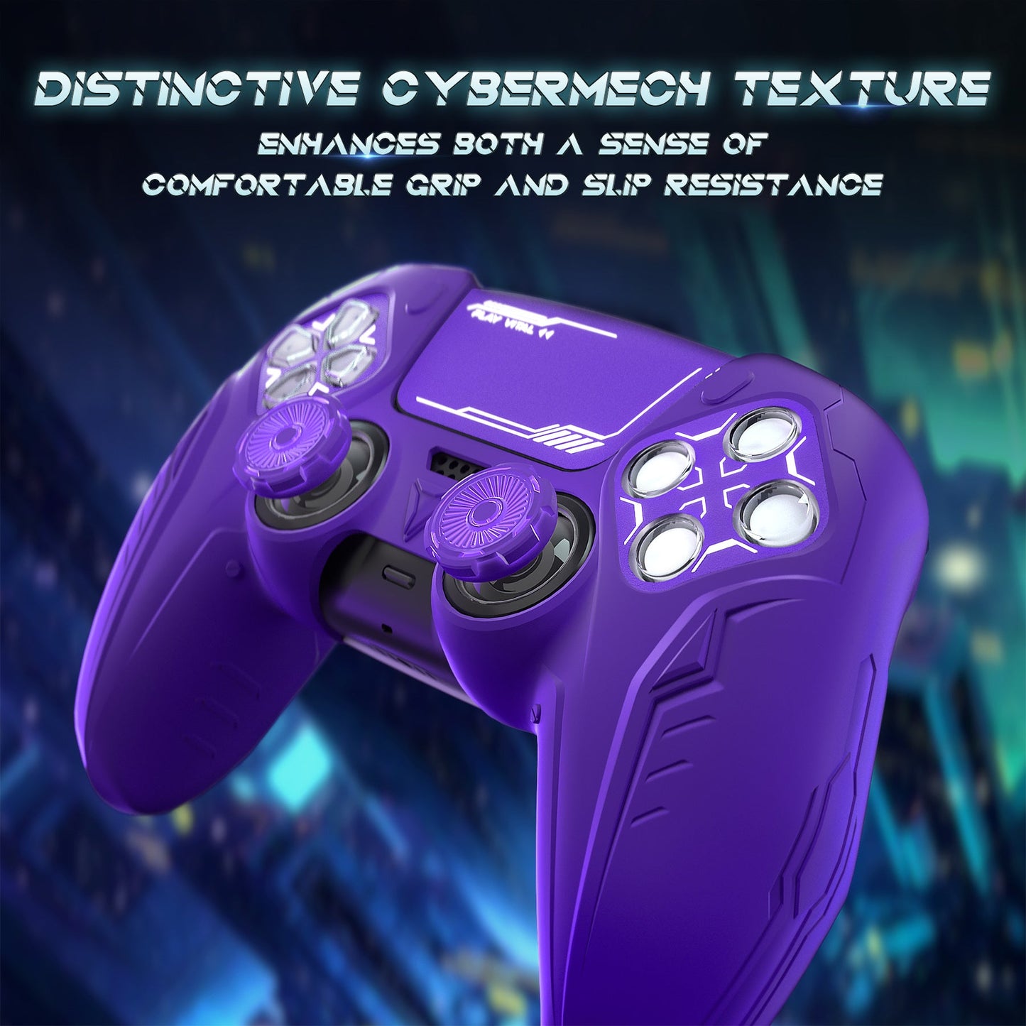 PlayVital Futuristic CyberMech Design Silicone Grip Skin with Thumb Grips for PS5 Wireless Controller, Compatible with PS5 Official Charging Dock - Black - CHXPFP001 (Copy) PlayVital