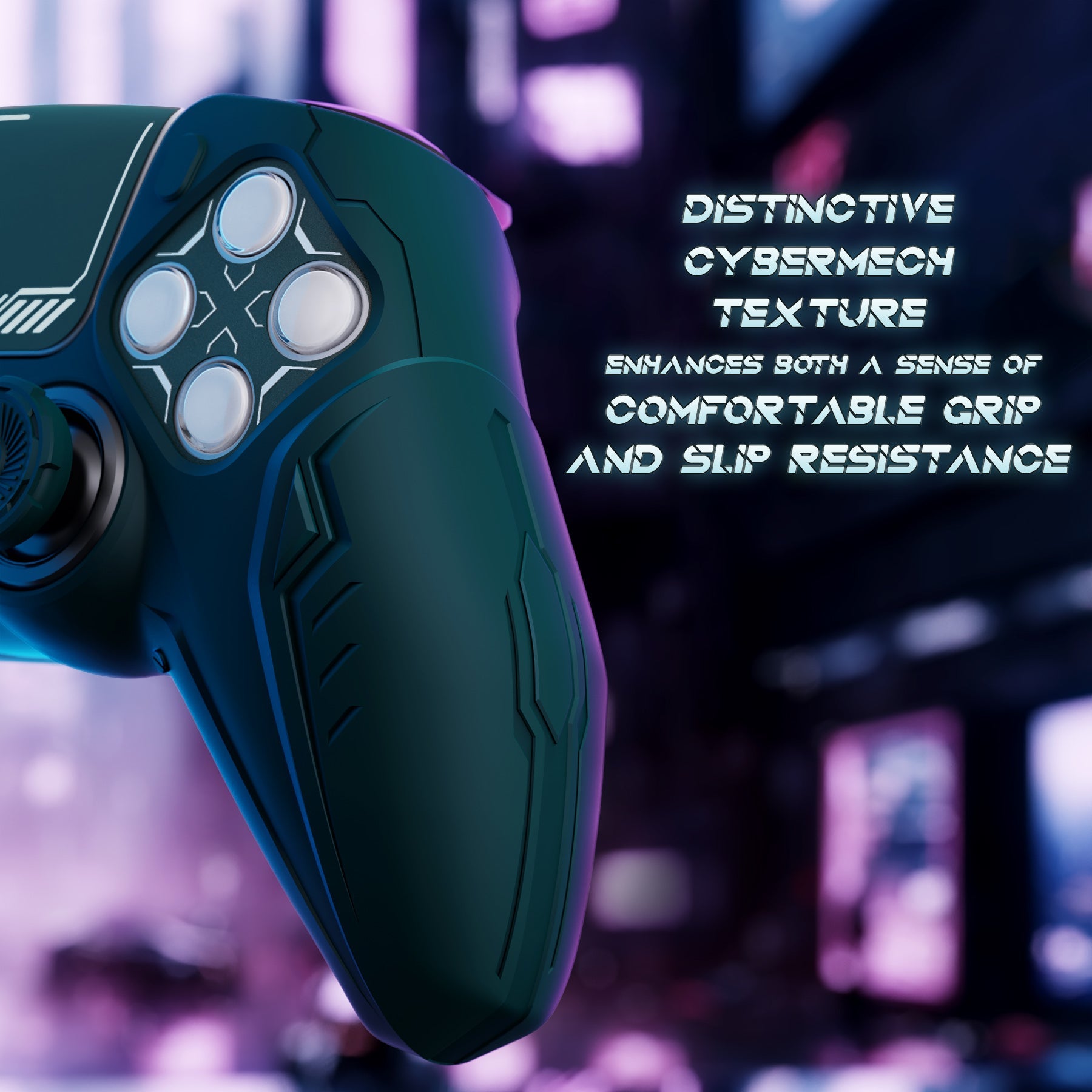 PlayVital Futuristic CyberMech Design Silicone Grip Skin with Thumb Grips for PS5 Wireless Controller, Compatible with PS5 Official Charging Dock - Black - CHXPFP001 (Copy) PlayVital