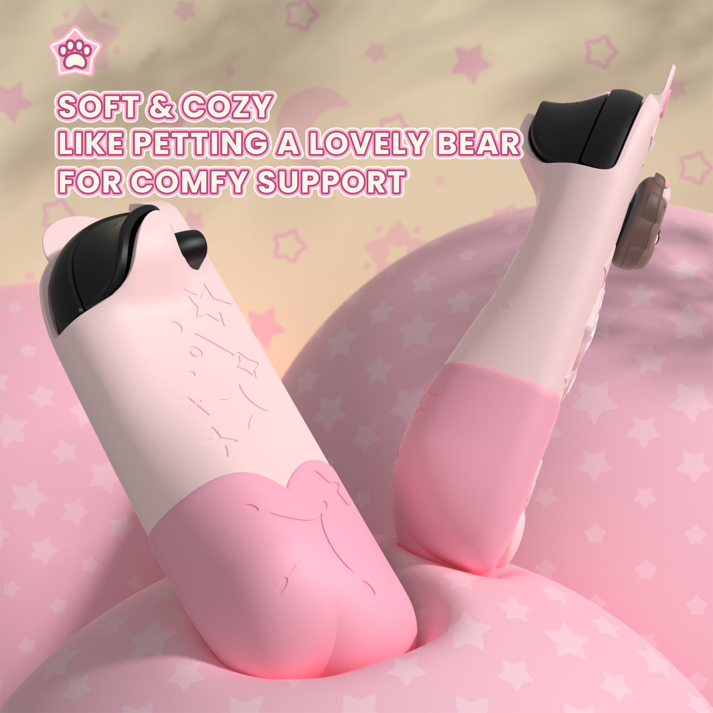 PlayVital Good Night Bear Nintendo Switch 2（2025）対応保護カバーケース シリコン製セパレートグリップ+PC製ハードバックカバー 親指グリップキャップ付き 【ピンク】