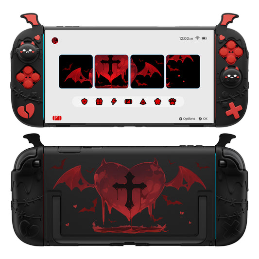 PlayVital ゴシックインプ シリーズ プロテクティブケース Nintendo Switch 2 用 サムグリップ＆ステッカー付き かわいい・ダークデザイン ドック対応 ハードケース【ブラック】