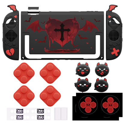 PlayVital ゴシックインプ シリーズ プロテクティブケース Nintendo Switch 2 用 サムグリップ＆ステッカー付き かわいい・ダークデザイン ドック対応 ハードケース【ブラック】