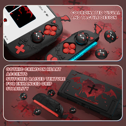 PlayVital ゴシックインプ シリーズ プロテクティブケース Nintendo Switch 2 用 サムグリップ＆ステッカー付き かわいい・ダークデザイン ドック対応 ハードケース【ブラック】