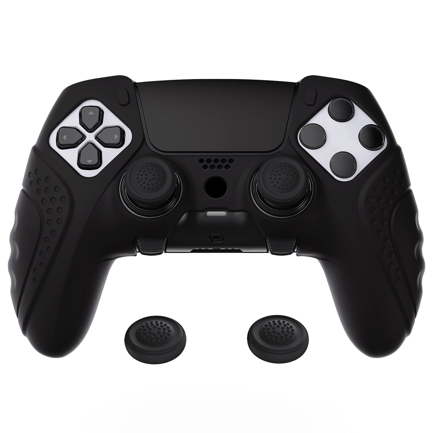 PlayVital Guardian Edition Anti-Slip Ergonomic Silicone Cover Case with Thumb Grip Caps for PS5 Edge Controller - Black - EHPFP001 PlayVital