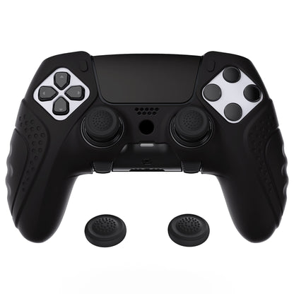 PlayVital Guardian Edition Anti-Slip Ergonomic Silicone Cover Case with Thumb Grip Caps for PS5 Edge Controller - Black - EHPFP001 PlayVital