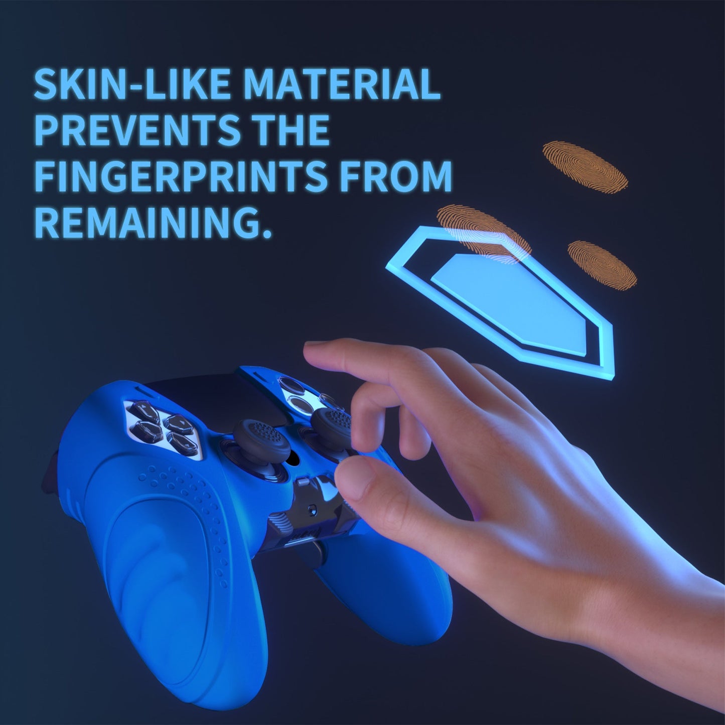 PlayVital Guardian Edition Anti-Slip Ergonomic Silicone Cover Case with Thumb Grip Caps for PS5 Edge Controller - Blue - EHPFP008 PlayVital