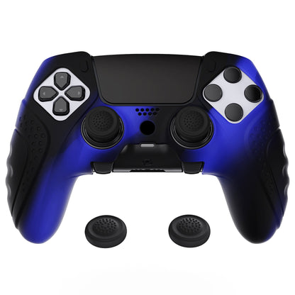 PlayVital Guardian Edition Anti-Slip Ergonomic Silicone Cover Case with Thumb Grip Caps for PS5 Edge Controller - Blue & Black - EHPFP009 PlayVital