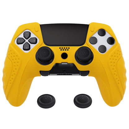 PlayVital Guardian Edition Anti-Slip Ergonomic Silicone Cover Case with Thumb Grip Caps for PS5 Edge Controller - Caution Yellow - EHPFP012 PlayVital