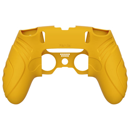 PlayVital Guardian Edition Anti-Slip Ergonomic Silicone Cover Case with Thumb Grip Caps for PS5 Edge Controller - Caution Yellow - EHPFP012 PlayVital