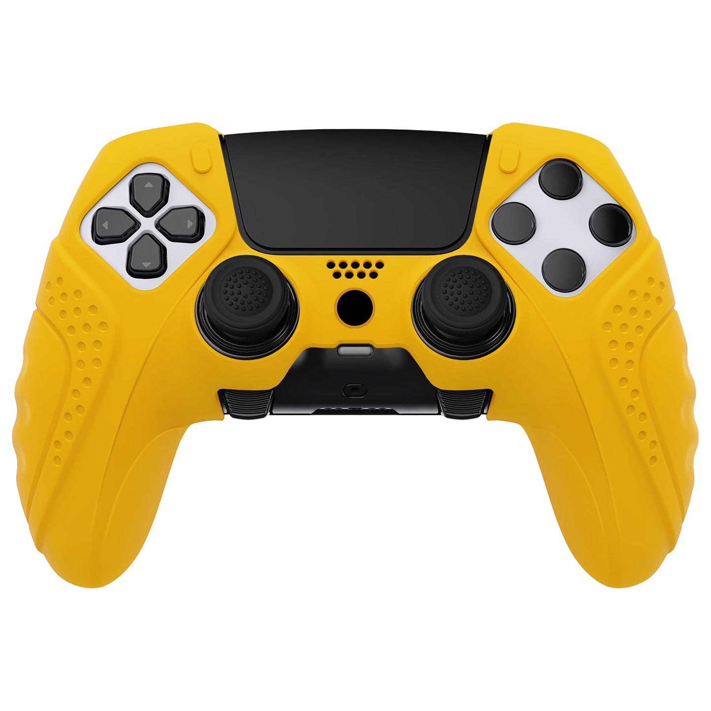 PlayVital Guardian Edition Anti-Slip Ergonomic Silicone Cover Case with Thumb Grip Caps for PS5 Edge Controller - Caution Yellow - EHPFP012 PlayVital