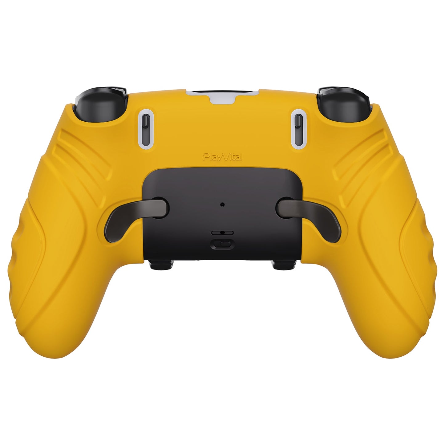 PlayVital Guardian Edition Anti-Slip Ergonomic Silicone Cover Case with Thumb Grip Caps for PS5 Edge Controller - Caution Yellow - EHPFP012 PlayVital