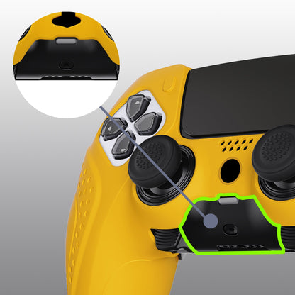 PlayVital Guardian Edition Anti-Slip Ergonomic Silicone Cover Case with Thumb Grip Caps for PS5 Edge Controller - Caution Yellow - EHPFP012 PlayVital