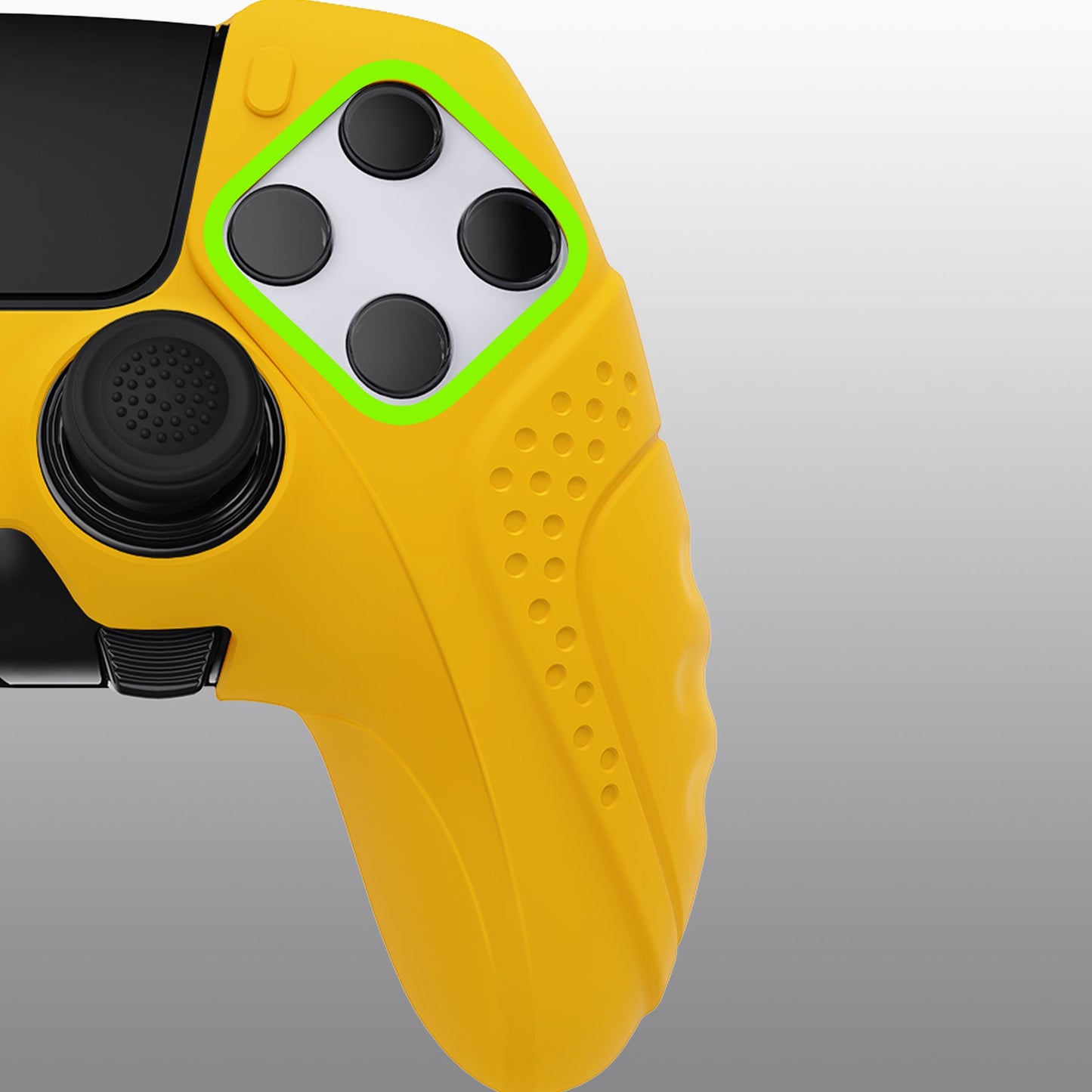 PlayVital Guardian Edition Anti-Slip Ergonomic Silicone Cover Case with Thumb Grip Caps for PS5 Edge Controller - Caution Yellow - EHPFP012 PlayVital