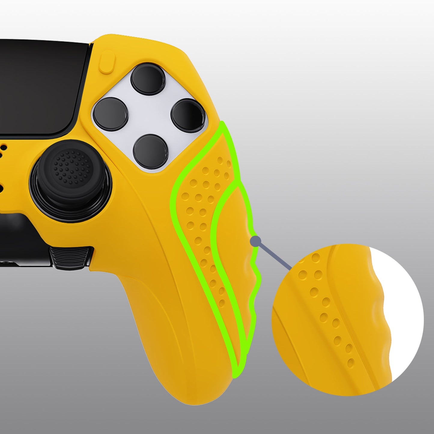 PlayVital Guardian Edition Anti-Slip Ergonomic Silicone Cover Case with Thumb Grip Caps for PS5 Edge Controller - Caution Yellow - EHPFP012 PlayVital