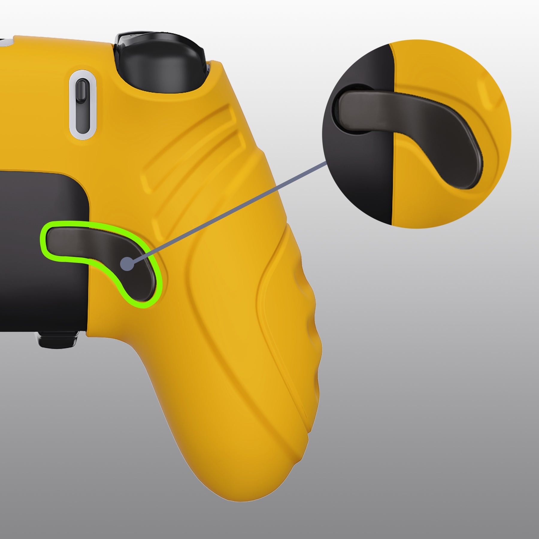 PlayVital Guardian Edition Anti-Slip Ergonomic Silicone Cover Case with Thumb Grip Caps for PS5 Edge Controller - Caution Yellow - EHPFP012 PlayVital