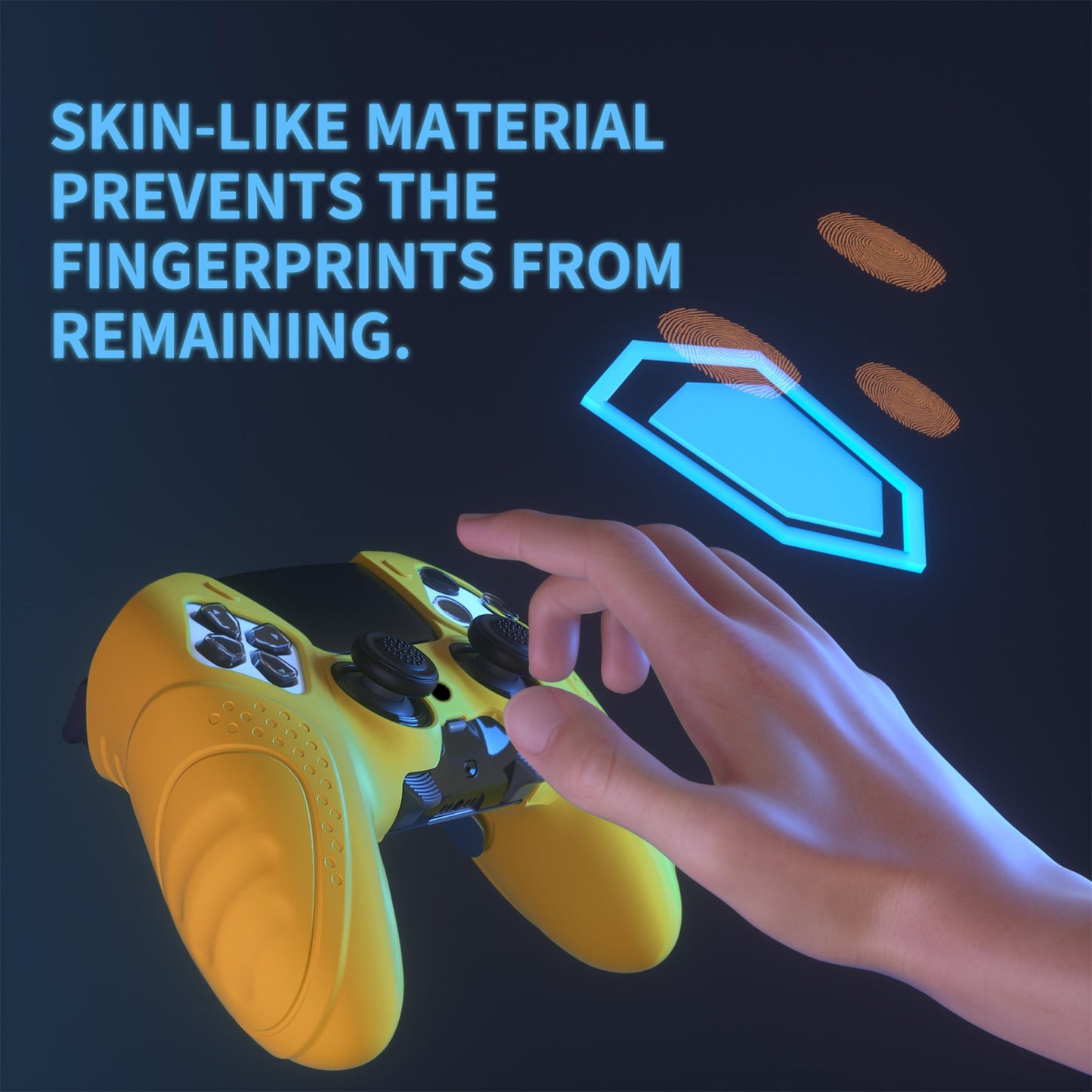 PlayVital Guardian Edition Anti-Slip Ergonomic Silicone Cover Case with Thumb Grip Caps for PS5 Edge Controller - Caution Yellow - EHPFP012 PlayVital