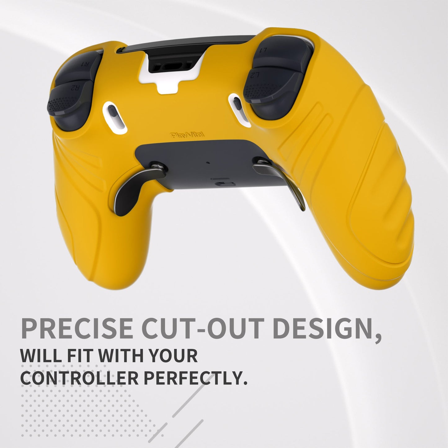 PlayVital Guardian Edition Anti-Slip Ergonomic Silicone Cover Case with Thumb Grip Caps for PS5 Edge Controller - Caution Yellow - EHPFP012 PlayVital