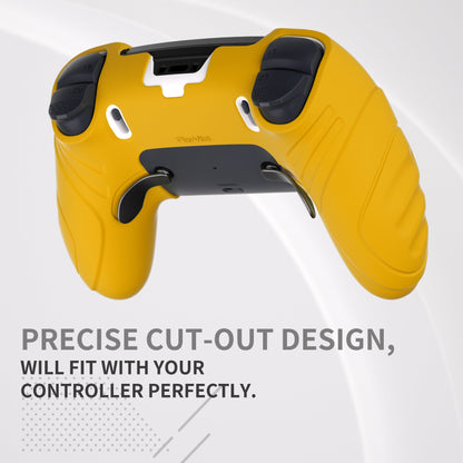 PlayVital Guardian Edition Anti-Slip Ergonomic Silicone Cover Case with Thumb Grip Caps for PS5 Edge Controller - Caution Yellow - EHPFP012 PlayVital